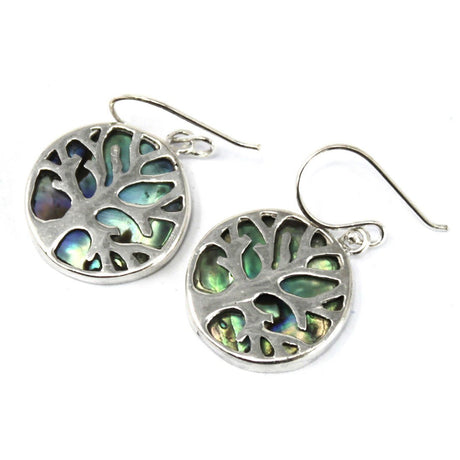 Tree of Life Silver Earrings 15mm - Abalone - SHAMTAM.COM