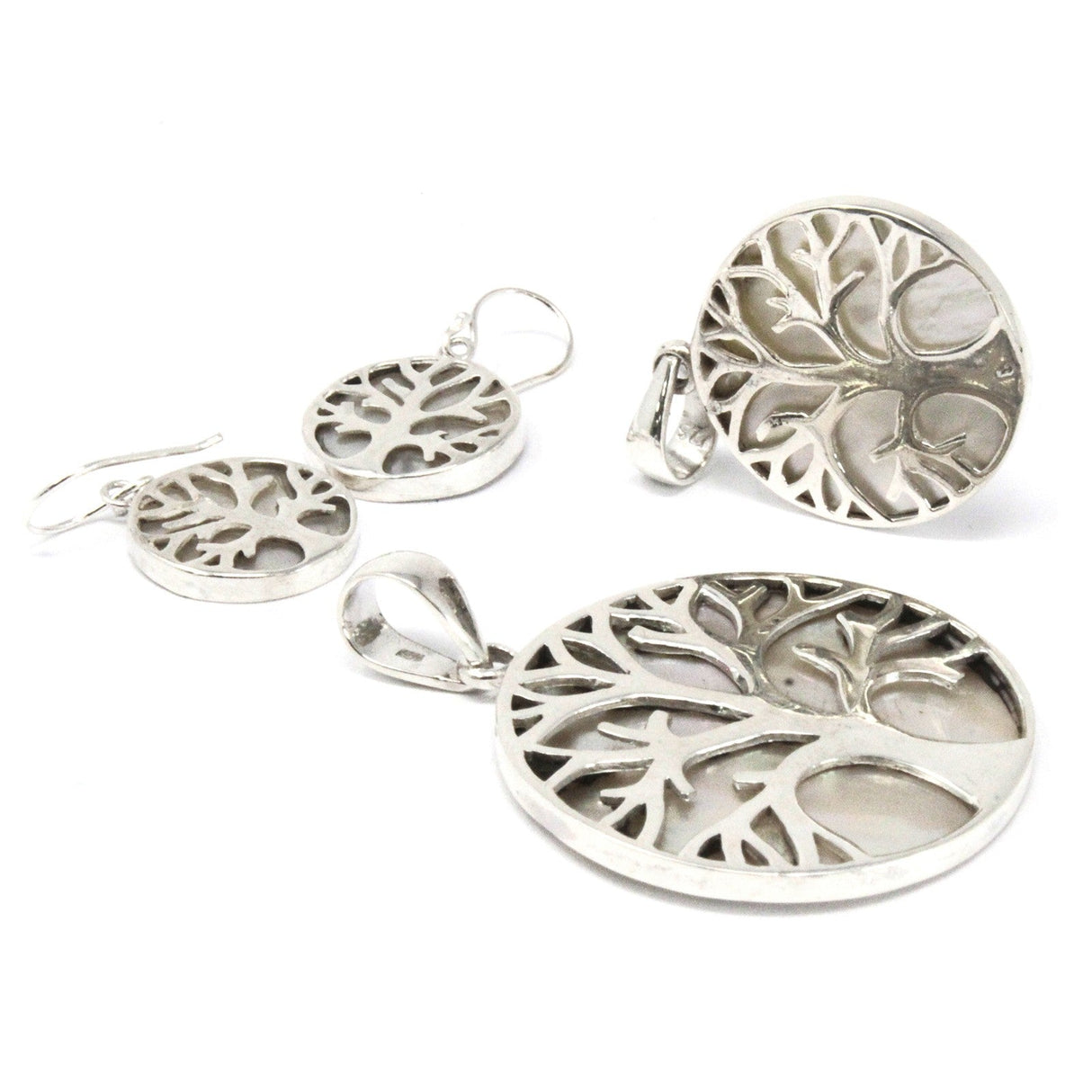 Tree of Life Silver Earrings 15mm - Mother of Pearl - SHAMTAM.COM