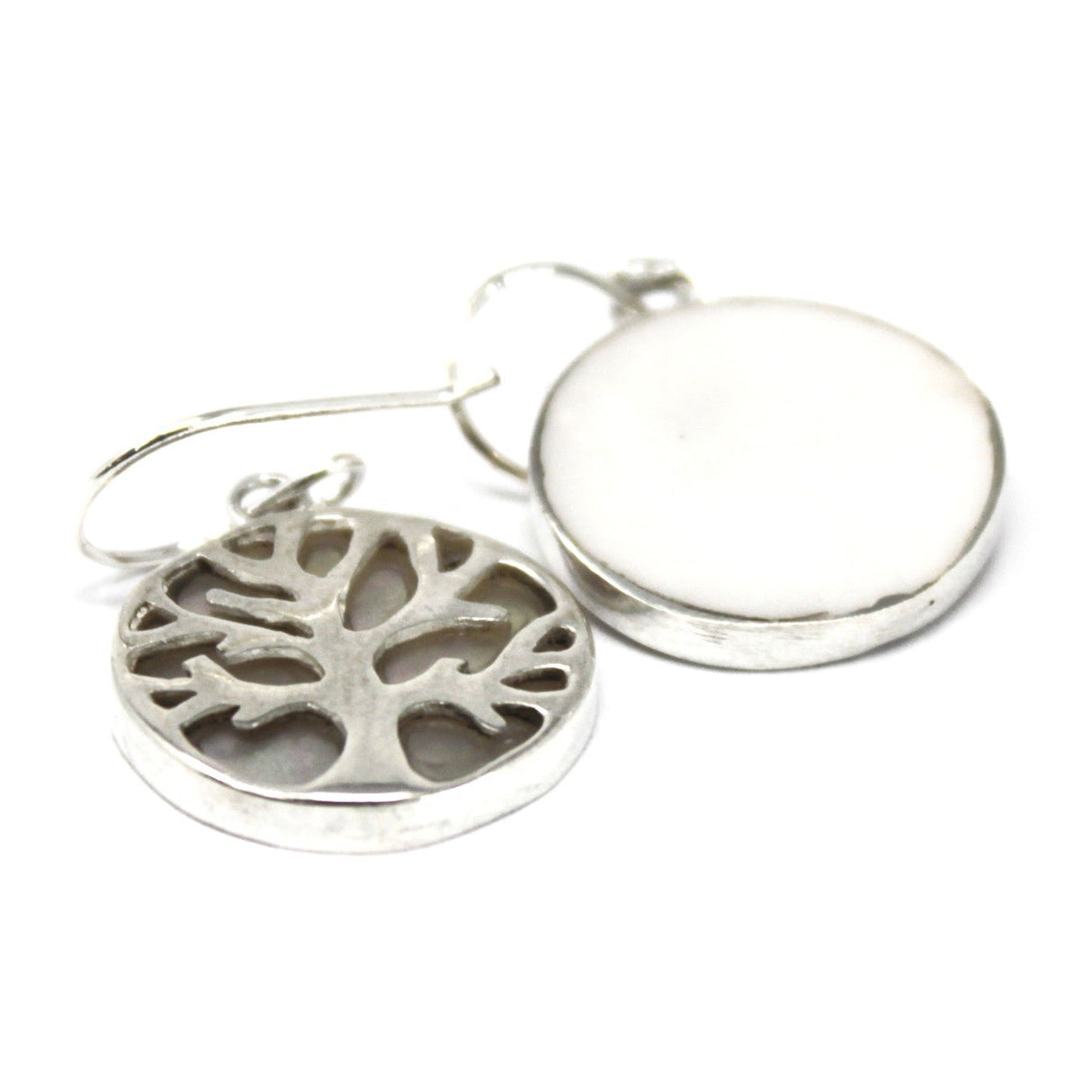 Tree of Life Silver Earrings 15mm - Mother of Pearl - SHAMTAM.COM