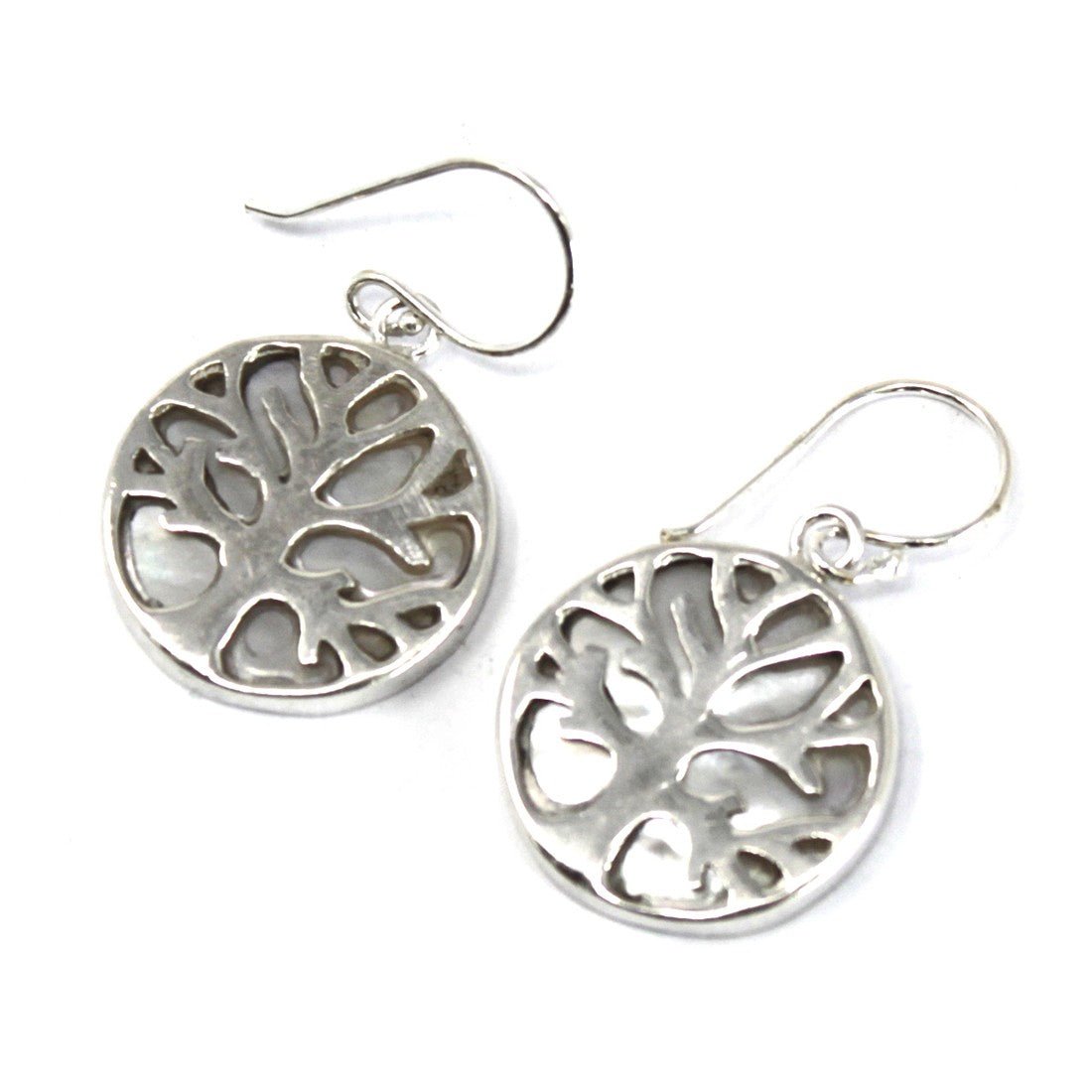 Tree of Life Silver Earrings 15mm - Mother of Pearl - SHAMTAM.COM