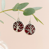 Tree of Life Silver Earrings Pair Coral Effect - SHAMTAM.COM