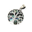 Tree of Life Silver Pendant 22mm - Abalone - SHAMTAM.COM