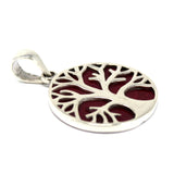 Tree of Life Silver Pendant 22mm - Coral Effect - SHAMTAM.COM