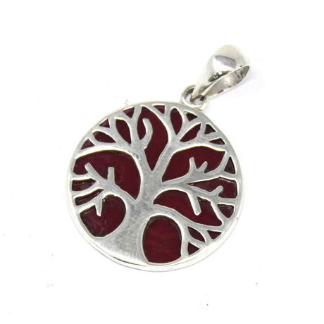 Tree of Life Silver Pendant 22mm - Coral Effect - SHAMTAM.COM