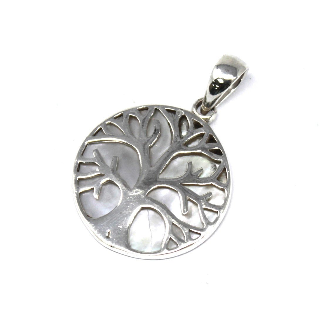 Tree of Life Silver Pendant 22mm - Mother of Pearl - SHAMTAM.COM