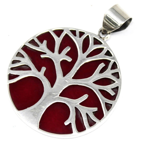 Tree of Life Silver Pendant 30mm - Coral Effect - SHAMTAM.COM