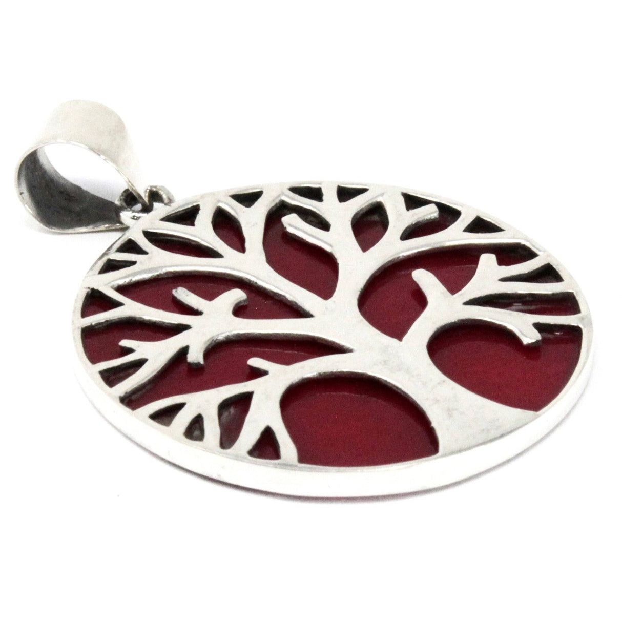 Tree of Life Silver Pendant 30mm - Coral Effect - SHAMTAM.COM