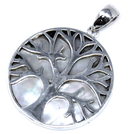 Tree of Life Silver Pendant 30mm - Mother of Pearl - SHAMTAM.COM