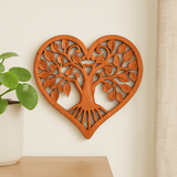 Tree Of Life Wooden Wall Panel Heart - Shaped 40cm - SHAMTAM.COM