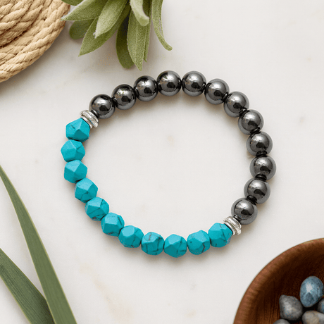 Turquoise Magnetic Bracelet With Faceted Crystal Gemstone - SHAMTAM.COM