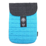 Turquoise Quilted Laptop Sleeve, Stonewashed Cotton, Magnetic Closure - SHAMTAM.COM