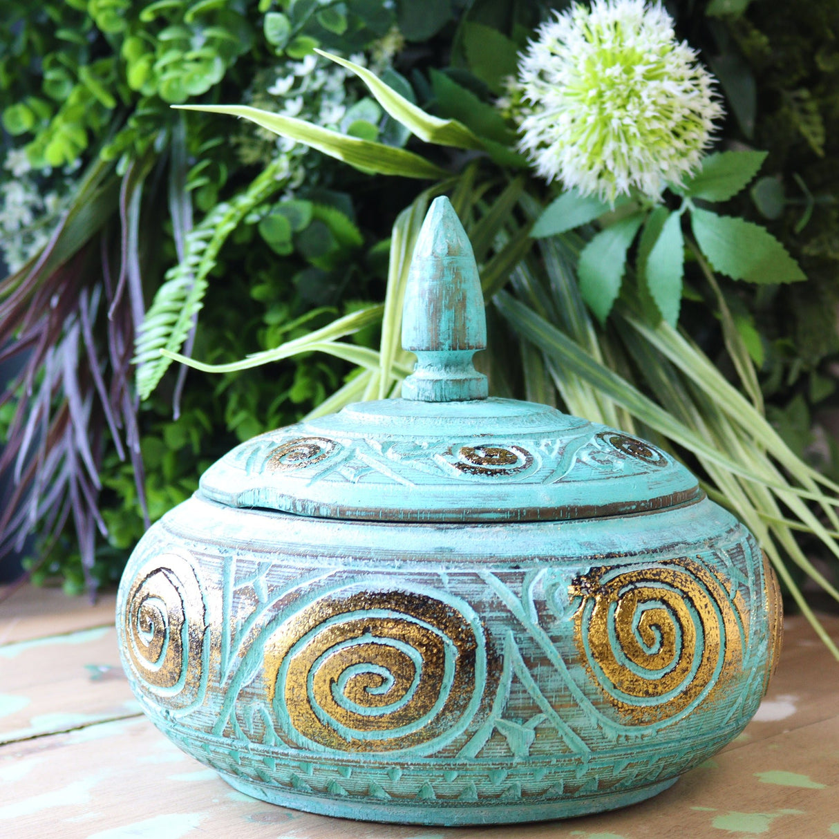 Decorative Container Turquoise Squat - SHAMTAM.COM