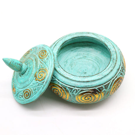 Decorative Container Turquoise Squat - SHAMTAM.COM