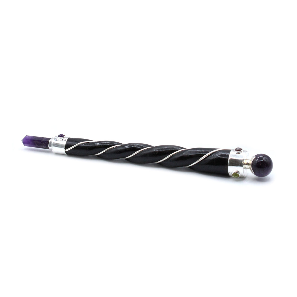 Healing Wand - Twisted Silver Amethyst Sphere - SHAMTAM.COM