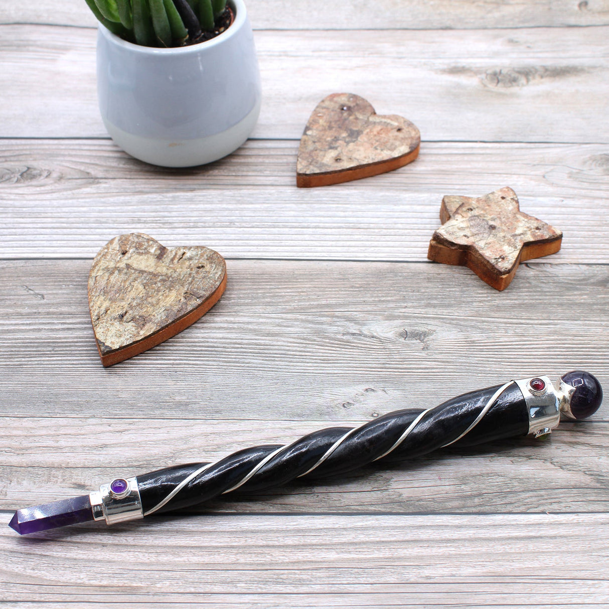 Healing Wand - Twisted Silver Amethyst Sphere - SHAMTAM.COM