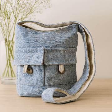 Zwei Taschen Beutel Denim Natürliche Töne Mittel