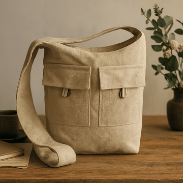 Zwei-Taschen-Taschen Groß Natur