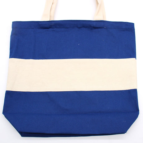 Two Tone Cotton Bag - 38x42x12cm - Blue & Natural - 10oz - SHAMTAM.COM