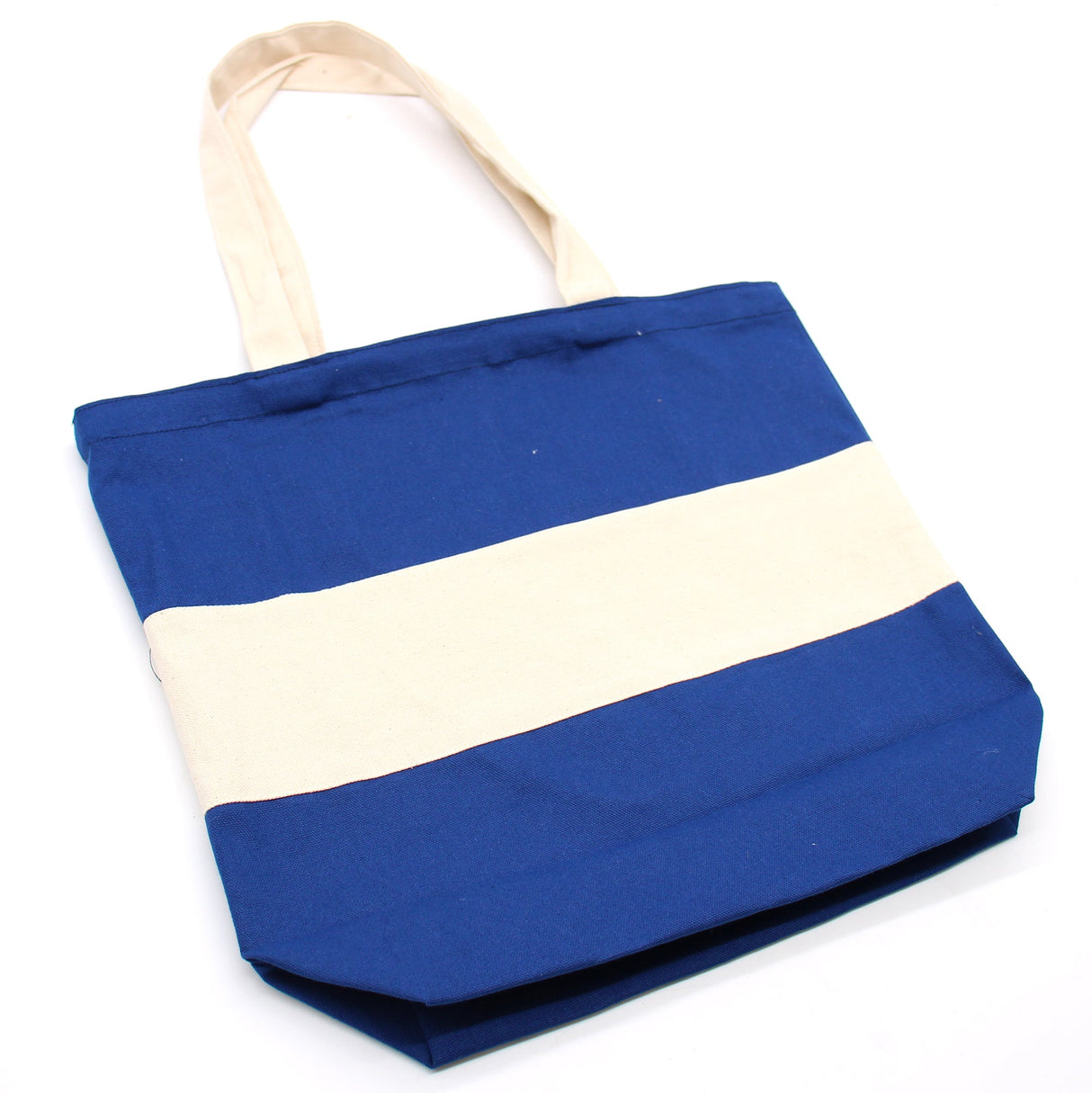 Two Tone Cotton Bag - 38x42x12cm - Blue & Natural - 10oz - SHAMTAM.COM