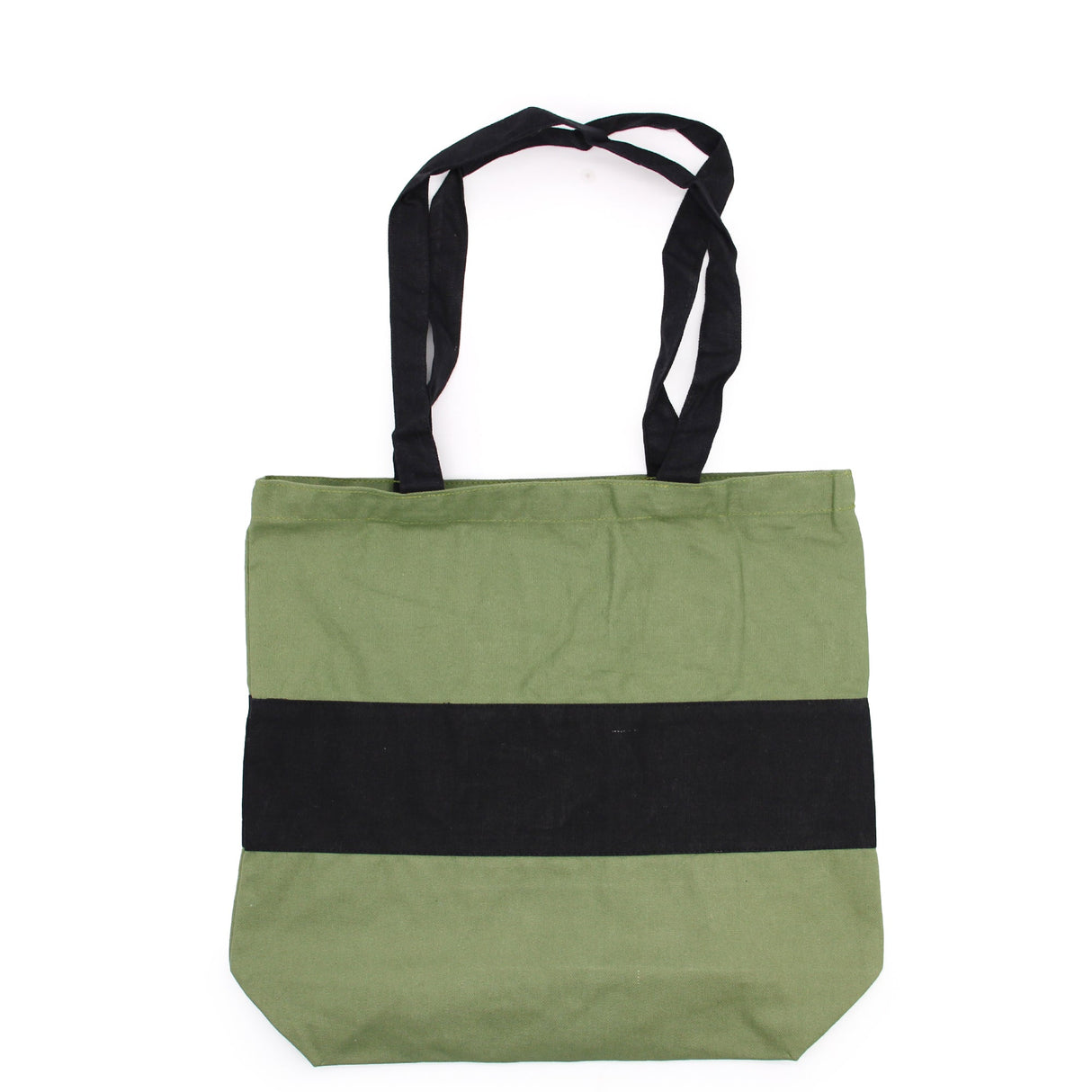 Two Tone Cotton Bag - 38x42x12cm - Green & Black - 10oz - SHAMTAM.COM