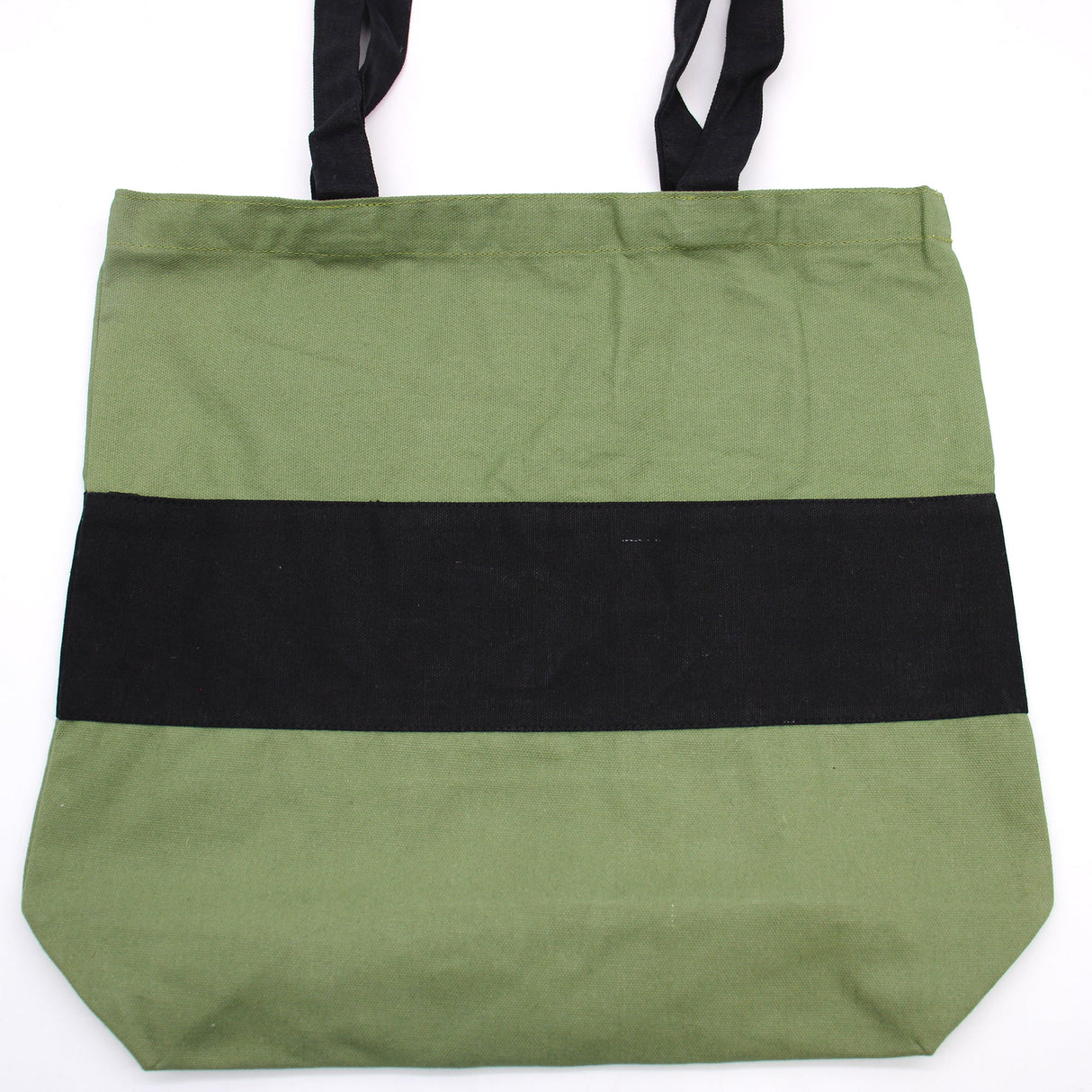 Two Tone Cotton Bag - 38x42x12cm - Green & Black - 10oz - SHAMTAM.COM