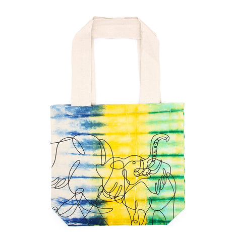 Tye - Dye Cotton Bag (6oz) - 38x42x12cm - Elephants - Multi - Natural Handle - SHAMTAM.COM