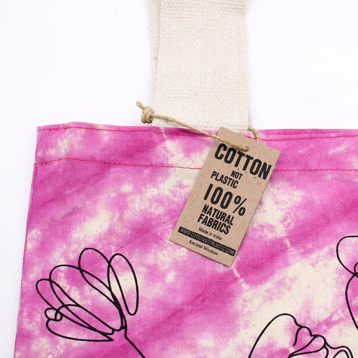 Tye - Dye Cotton Bag (6oz) - 38x42x12cm - Lotus Buddha - Blue - Natural Handle - SHAMTAM.COM