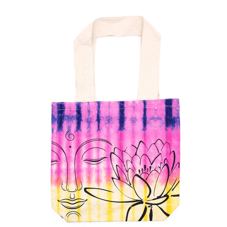 Tye - Dye Cotton Bag (6oz) - 38x42x12cm - Lotus Buddha - Multi Col - Natural Handle - SHAMTAM.COM