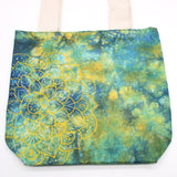 Tye - Dye Cotton Bag (6oz) - 38x42x12cm - Mandela - Green/Blue - Natural Handle - SHAMTAM.COM