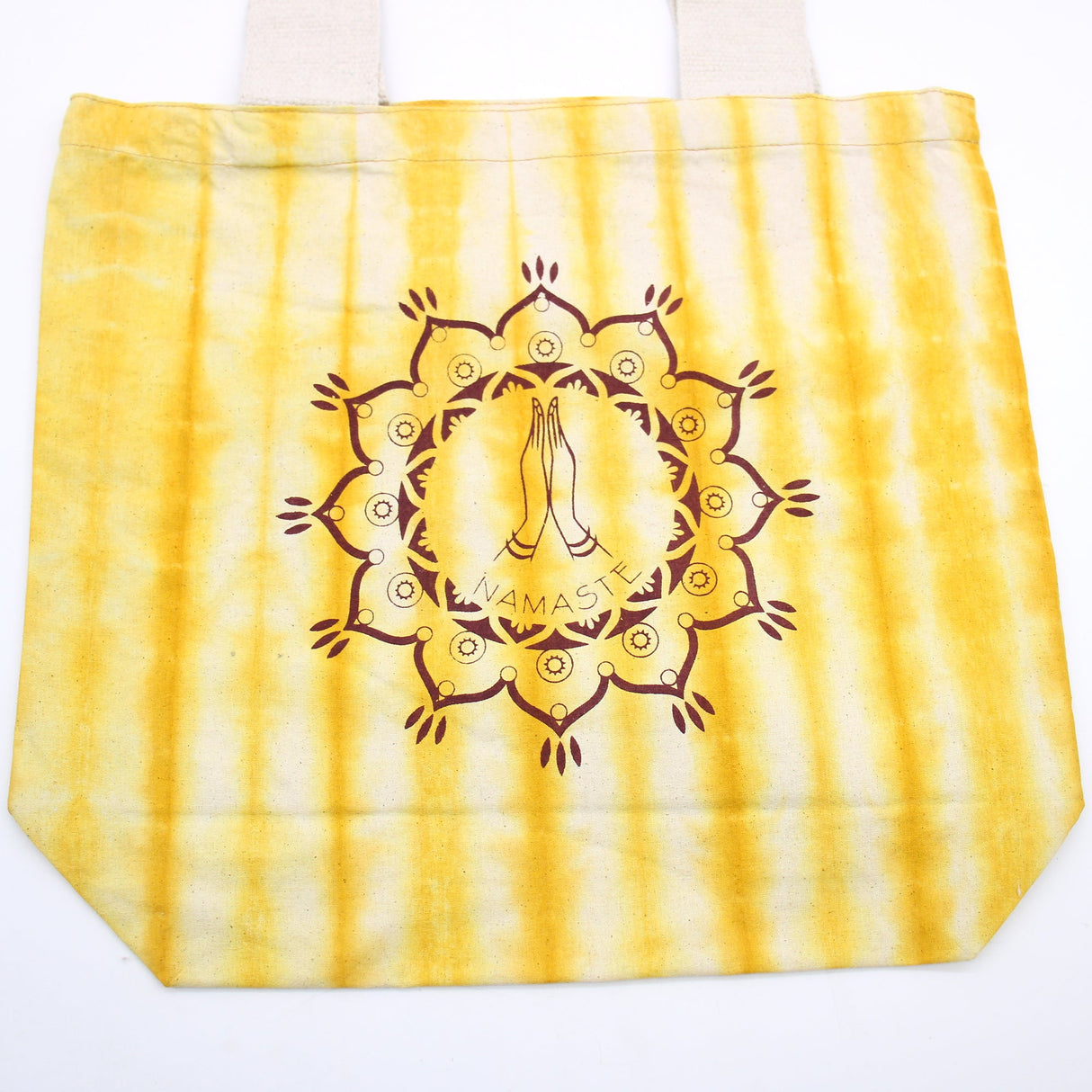 Tye - Dye Cotton Bag (6oz) - 38x42x12cm - Namaste Hands - Yellow - Natural Handle - SHAMTAM.COM