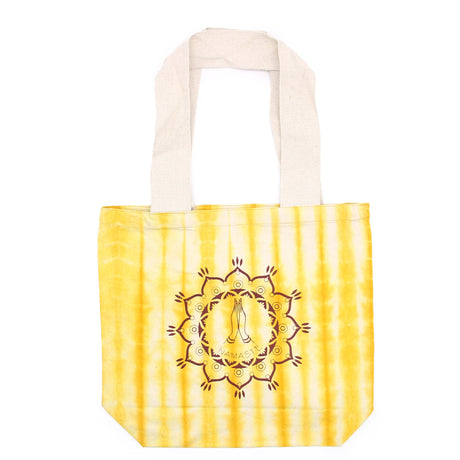 Tye - Dye Cotton Bag (6oz) - 38x42x12cm - Namaste Hands - Yellow - Natural Handle - SHAMTAM.COM