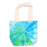 Tye - Dye Cotton Bag (6oz) - 38x42x12cm - Sea Shell - Blue/Green - Green Handle - SHAMTAM.COM