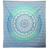 Umrao Mandala Green Tapestry - Bohemian Wall Hanging & Beach Spread with Teal to Blue Gradient Design - SHAMTAM.COM