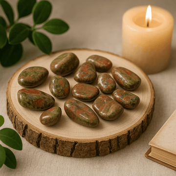 Unakit polerade stenar medium afrikansk 12 stycken