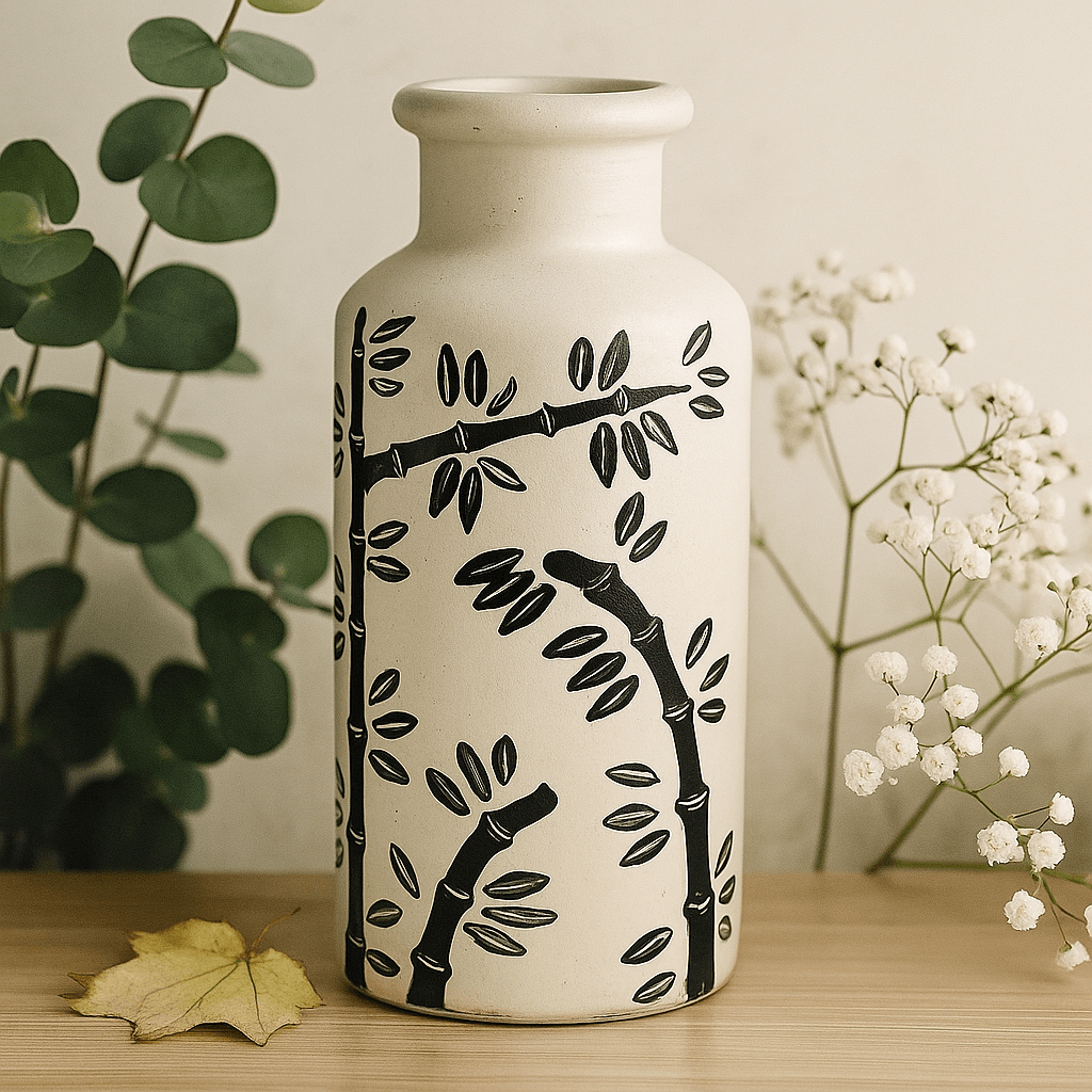 Vase Boho Bamboo Pattern Straight Natural - SHAMTAM.COM