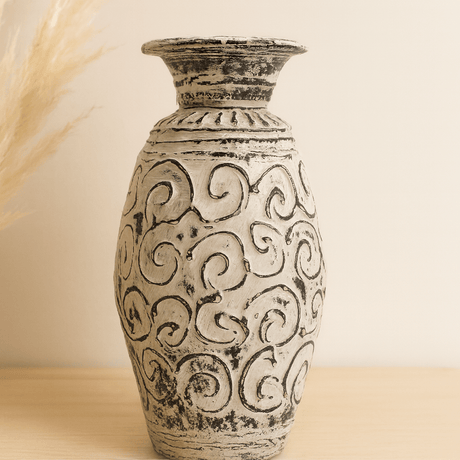 Vase, Boho Cream Swirls - SHAMTAM.COM