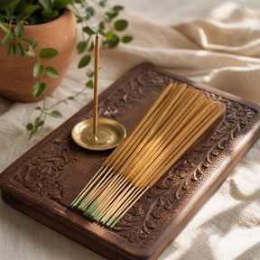 Vedic Incense Sticks - Patchouli Oudh — styled in a warm, naturally lit interior