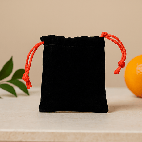 Velvet Drawstring Jewelry Pouch Black 10x12cm - SHAMTAM.COM