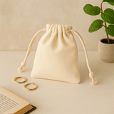 Velvet Drawstring Pouch - Ivory 10x12cm - SHAMTAM.COM