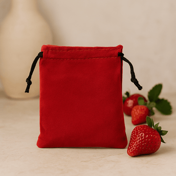 Bolsa de terciopelo con cordón roja 10x12cm