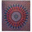 Vibrant Blue Peacock Mandala Double Cotton Bedspread & Wall Hanging - Intricate Floral & Geometric Design - SHAMTAM.COM