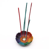 Vibrant Chakra Colors Soapstone Lotus Flower Incense Burner for Meditation & Spiritual Growth - SHAMTAM.COM