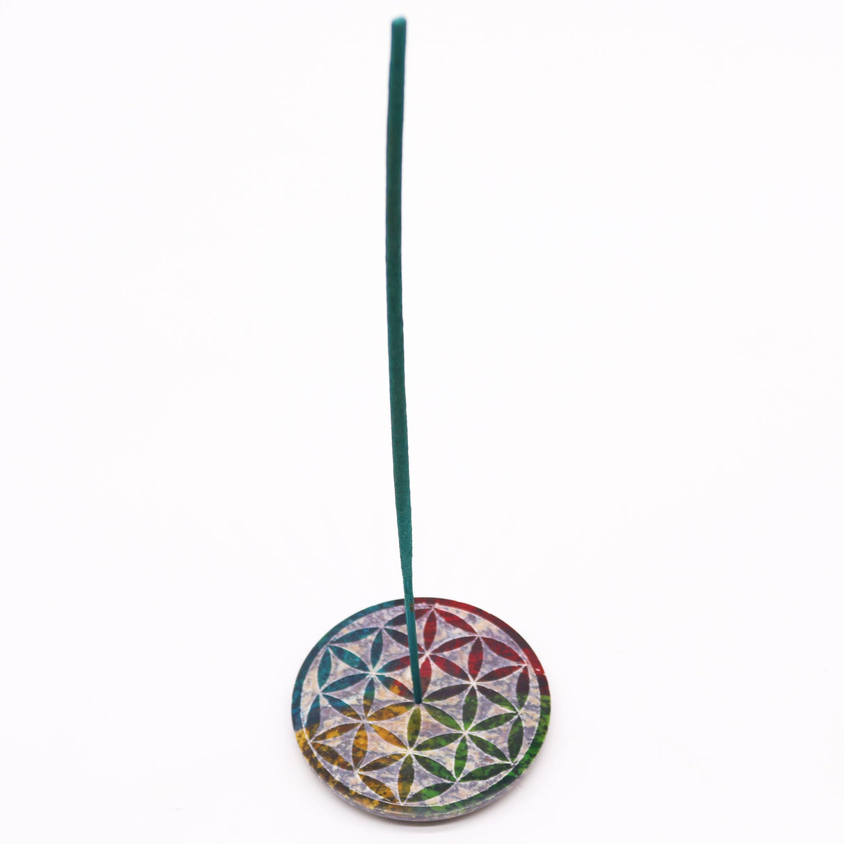 Vibrant Flower of Life Soapstone Incense Burner – Enhance Spiritual Harmony & Meditation - SHAMTAM.COM
