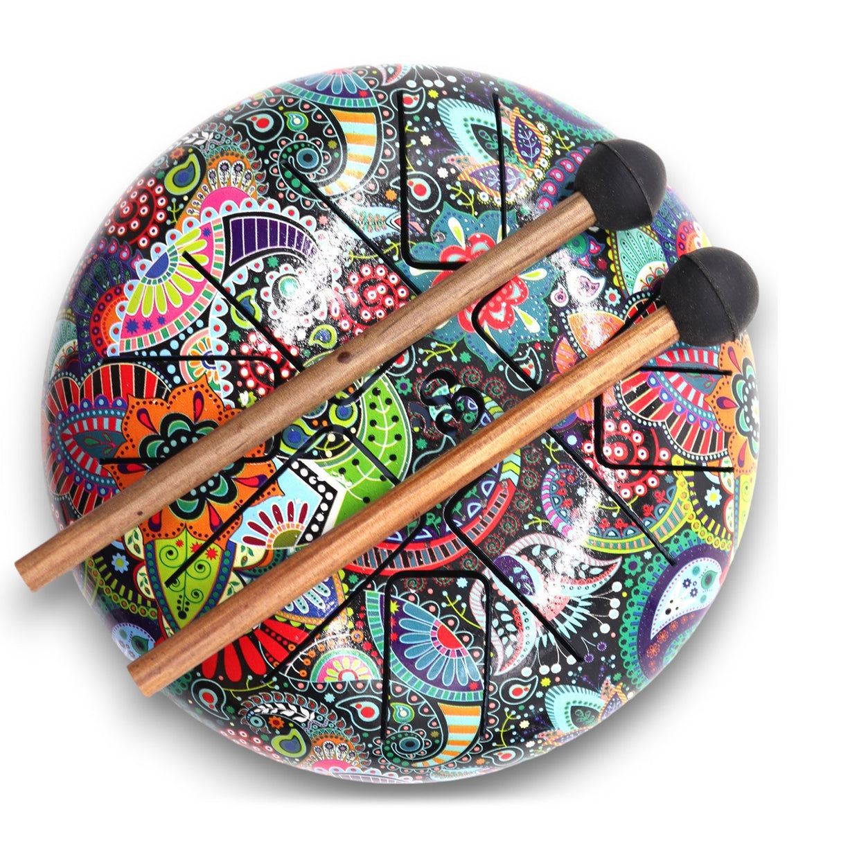 Vibrant Multi - Colored Hapi Steel Tongue Drum - 18cm with Mallets | Artistic Musical Instrument & Decorative Piece - SHAMTAM.COM