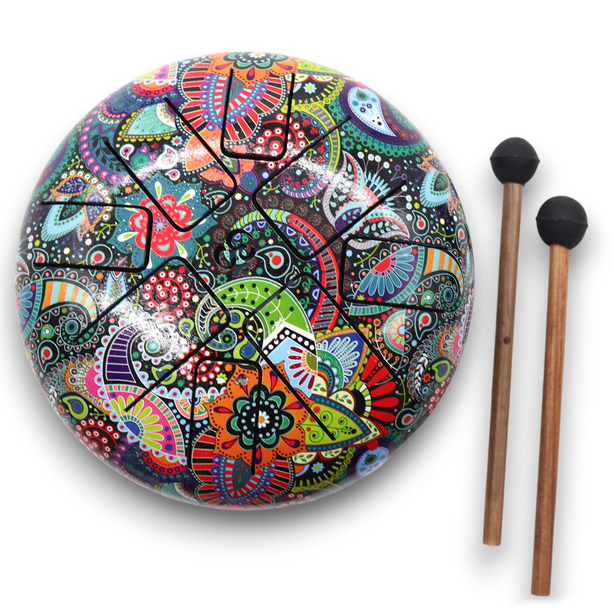 Vibrant Multi - Colored Hapi Steel Tongue Drum - 18cm with Mallets | Artistic Musical Instrument & Decorative Piece - SHAMTAM.COM