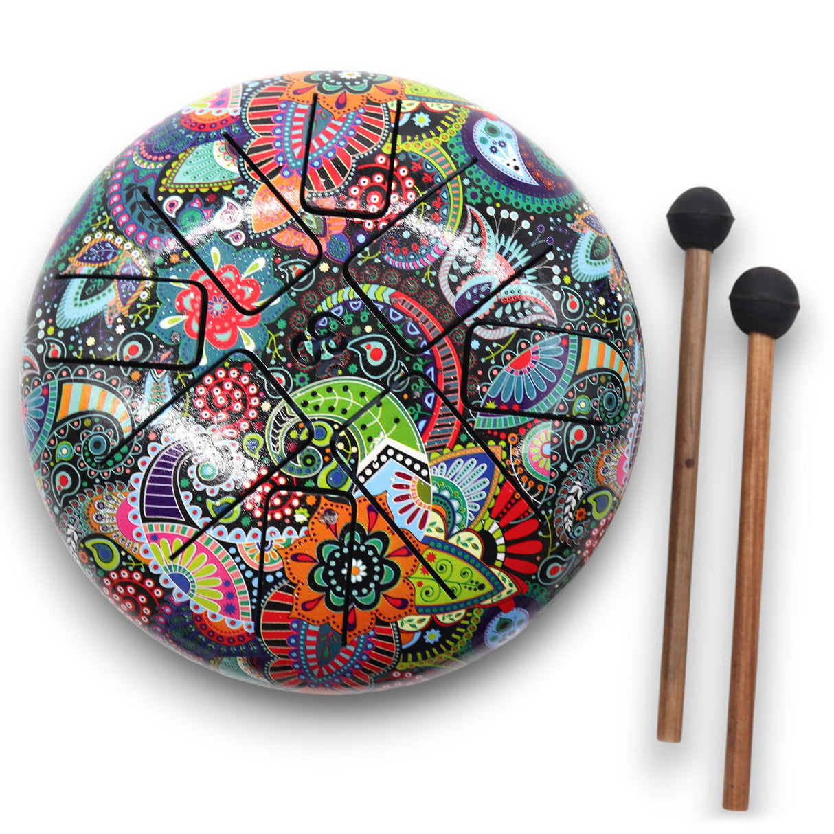 Vibrant Multi - Colored Hapi Steel Tongue Drum - 18cm with Mallets | Artistic Musical Instrument & Decorative Piece - SHAMTAM.COM