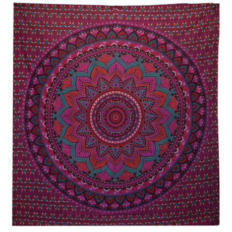 Vibrant Purple Mandala Tapestry - Double Cotton Bedspread & Wall Hanging Decor - SHAMTAM.COM