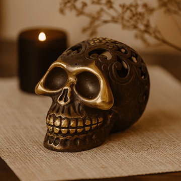 Vintage Brass Skull Decor, Large