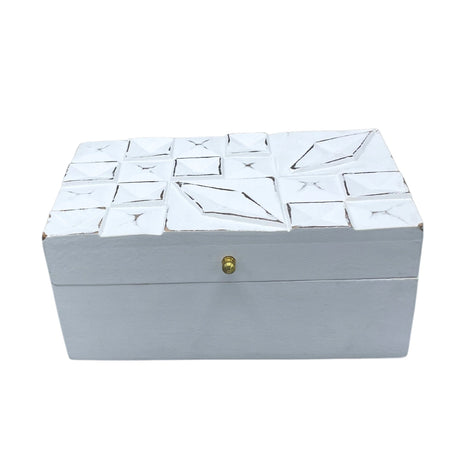 Vintage Deco - Multi Purpose Box - 22x12x10cm - White Diamonds - SHAMTAM.COM