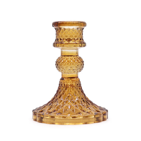 Vintage Dinner Candle Holder - Antique Amber (2 pcs) - SHAMTAM.COM